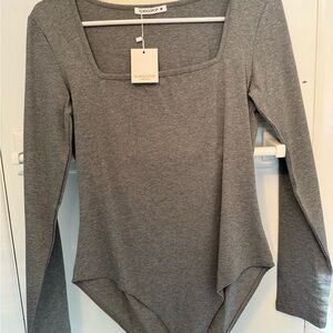 Mango Women's Charcoal Long Sleeve Bodysuit